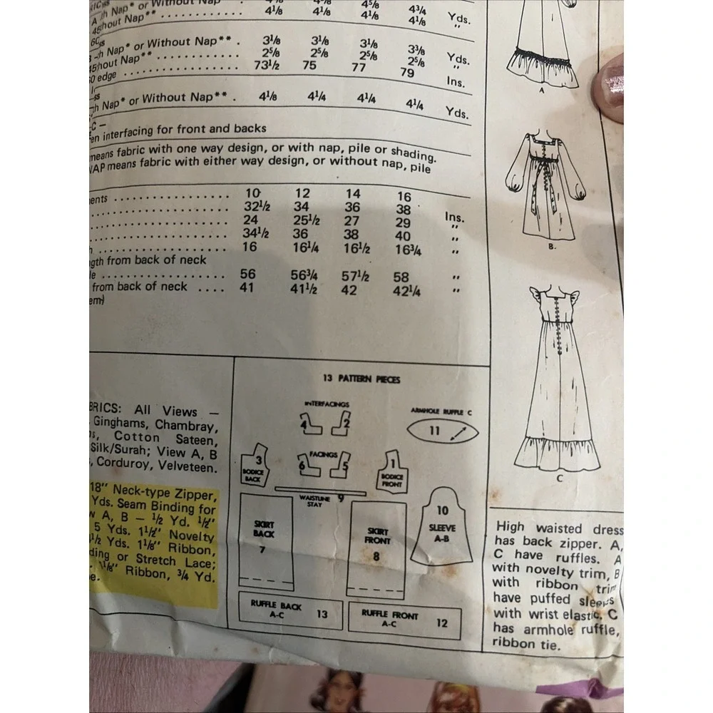 Rare 1972 Vintage McCalls 3131 Cottagecore Dress Sewing Pattern Size 12 Cut
